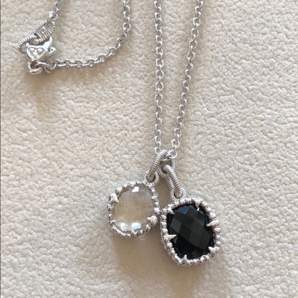 Judith Ripka onyx & sterling drop necklace